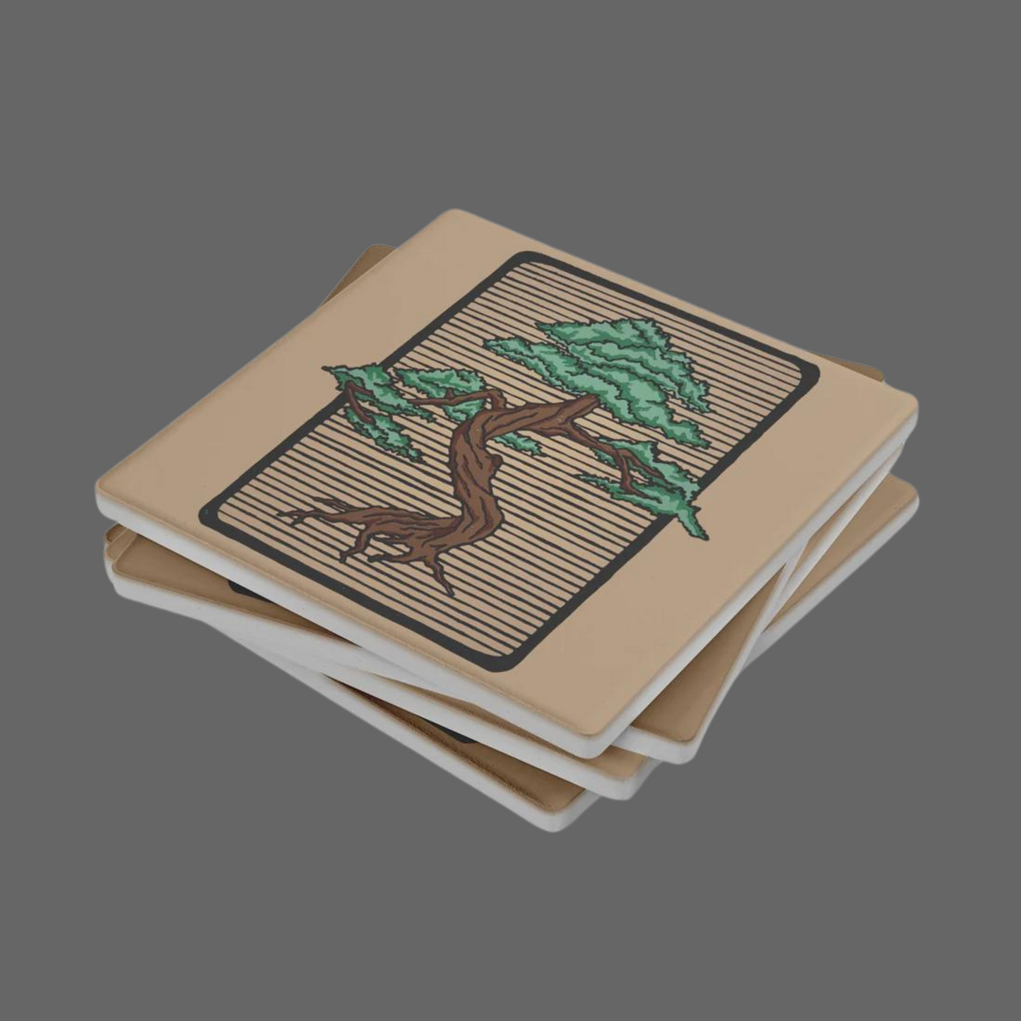 Bonsai Square Stone Coasters 4pk