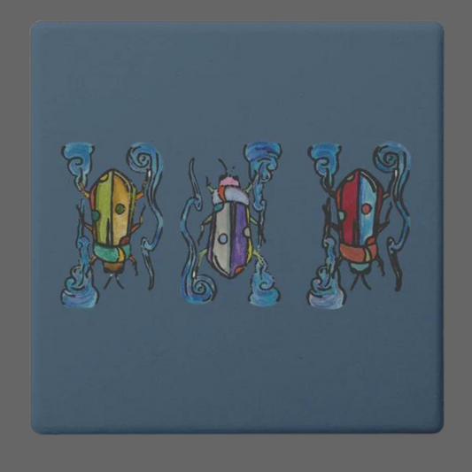 Bugs of a Feather Square Stone Coasters 4pk