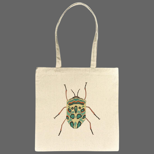 Needlepoint Beetle Cotton Tote Bag