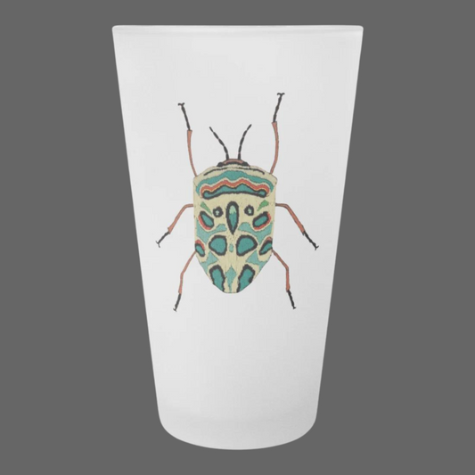 Needlepoint Beetle Frosted Pint Glass