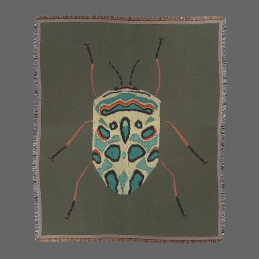 Needlepoint Beetle Woven Blanket